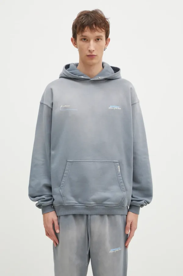 Represent Pamučna dukserica Represent Patron Of The Club Hoodie za muškarce, boja: siva, s kapuljačom, s tiskom, MLM4270.46