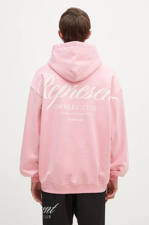 Represent Pamučna dukserica Represent Represent Owners Club Script Hoodie za muškarce, boja: ružičasta, s kapuljačom, s tiskom, OCM41200.518