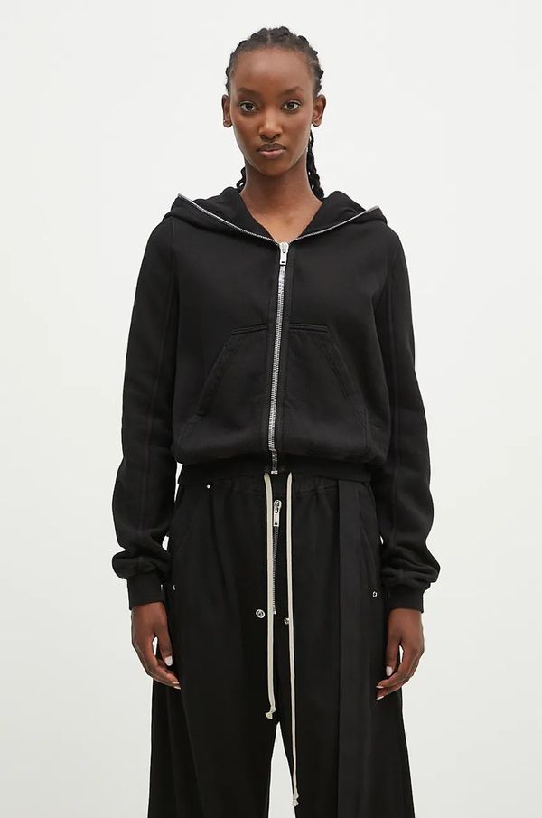 Rick Owens Pamučna dukserica Rick Owens Small Gimp Hoodie za žene, boja: crna, s kapuljačom, bez uzorka, DS02D2246.FEP1