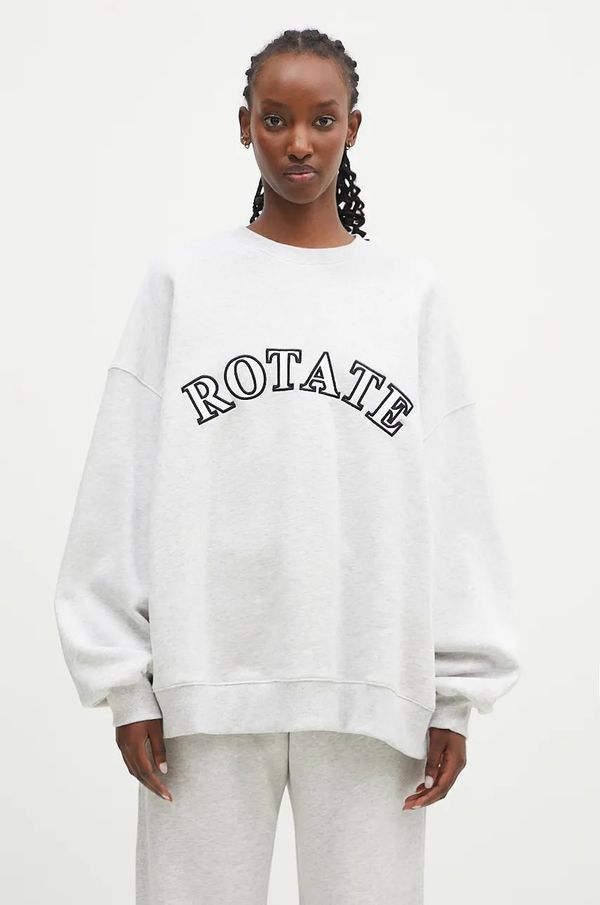 Rotate Pamučna dukserica Rotate Logo Crewneck za žene, boja: siva, s aplikacijom, 1124541473