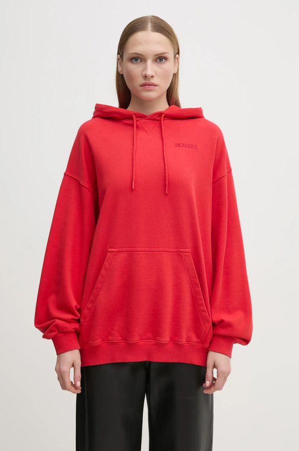Rotate Pamučna dukserica Rotate Sweat Hoodie za žene, boja: crvena, s kapuljačom, bez uzorka, 1124731292