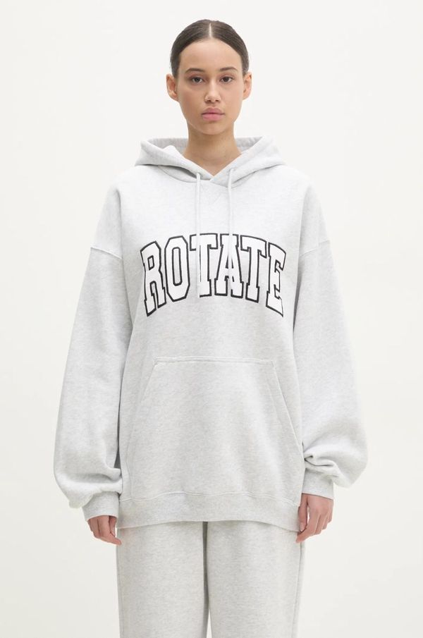 Rotate Pamučna dukserica Rotate za žene, boja: siva, s kapuljačom, s aplikacijom, 1134291473