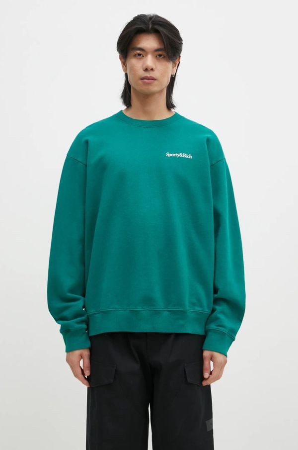 Sporty & Rich Pamučna dukserica Sporty & Rich Health Is Wealth boja: zelena, s tiskom, ST071516300GR03