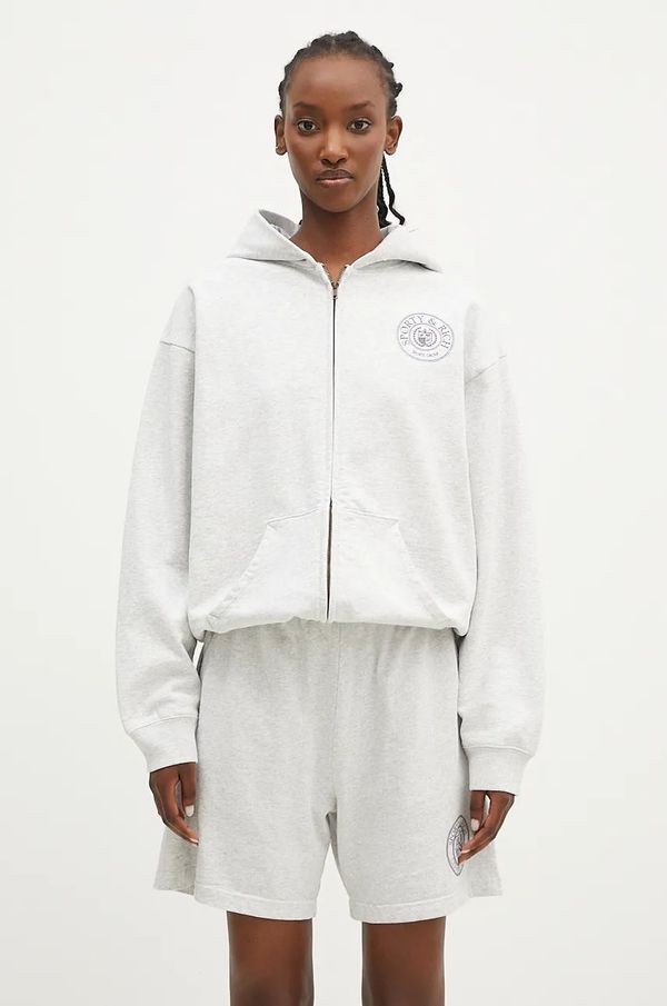 Sporty & Rich Pamučna dukserica Sporty & Rich Paris Country Club za žene, boja: siva, s kapuljačom, melanž, WS063S406CH