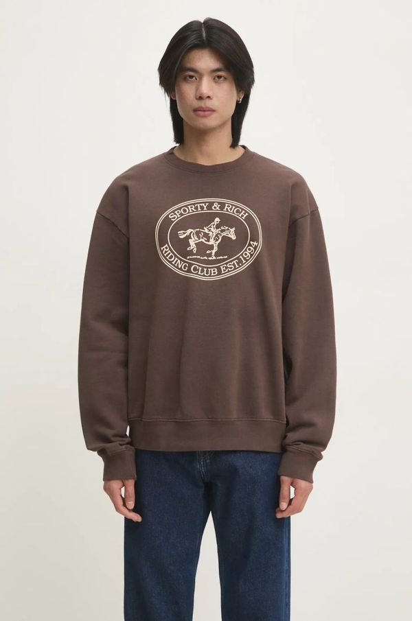 Sporty & Rich Pamučna dukserica Sporty & Rich Riding Club boja: smeđa, s tiskom, ST071512244BR03