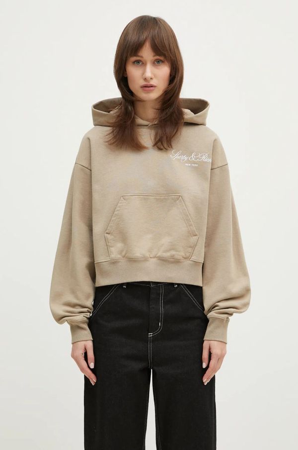 Sporty & Rich Pamučna dukserica Sporty & Rich Vendome Script Embroidered za žene, boja: bež, s kapuljačom, s aplikacijom, ST074516232GY15