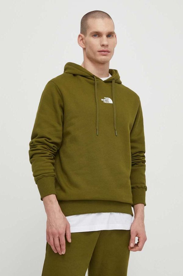 The North Face Pamučna dukserica The North Face za muškarce, boja: zelena, s kapuljačom, tiskom, NF0A87DBPIB1