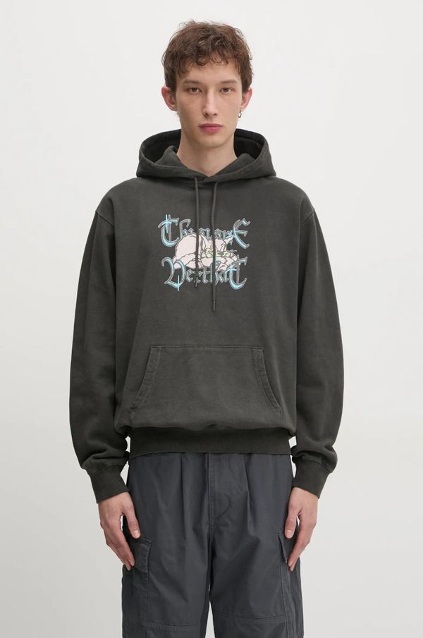 thisisneverthat Pamučna dukserica thisisneverthat Sleepy Cat Hoodie za muškarce, boja: siva, s kapuljačom, s tiskom, TN243TSWHO09