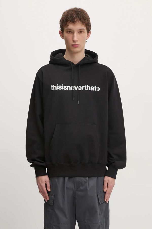 thisisneverthat Pamučna dukserica thisisneverthat T-Logo Hoodie za muškarce, boja: crna, s kapuljačom, s aplikacijom, TN243TSWHO01
