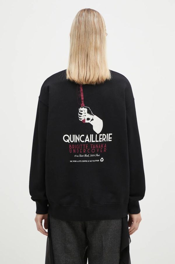 Undercover Pamučna dukserica Undercover C/S za žene, boja: crna, s tiskom, UC2D1894.3