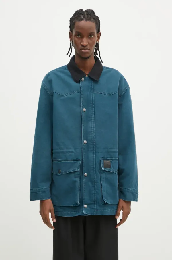 Carhartt WIP Pamučna jakna Carhartt WIP OG Santa Fe Coat boja: tirkizna, za prijelazno razdoblje, I034314.2NC4O