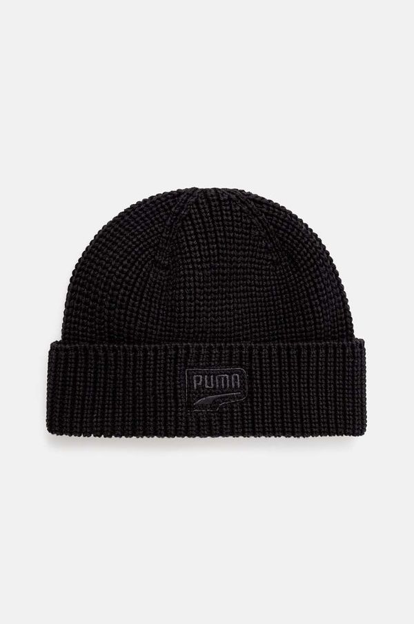 Puma Pamučna kapa Puma RE:Collection DT Beanie boja: crna, od debelog pletiva, pamučna, 025496