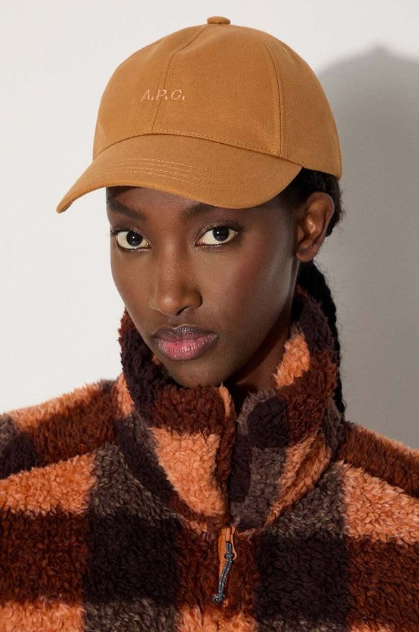 A.P.C. Pamučna kapa sa šiltom A.P.C. boja: narančasta, bez uzorka