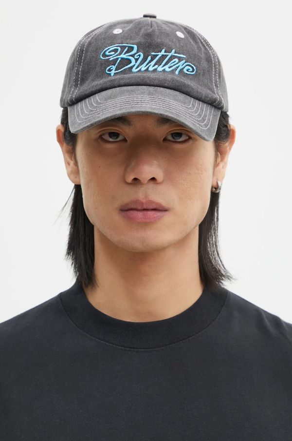 Butter Goods Pamučna kapa sa šiltom Butter Goods Jive Pinch Front Cap boja: crna, s aplikacijom, BG243803