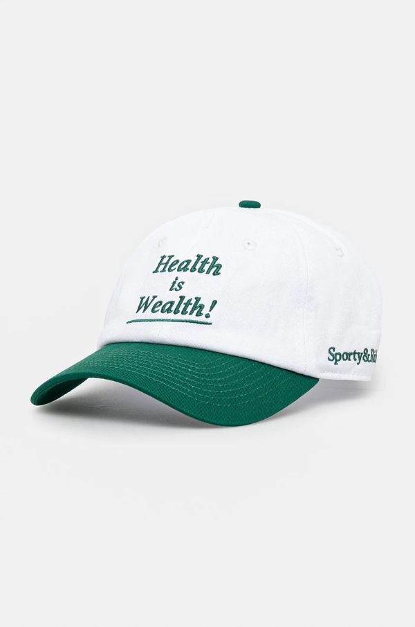 Sporty & Rich Pamučna kapa sa šiltom Sporty & Rich Health Is Wealth boja: bijela, s aplikacijom, AC040516006WH01