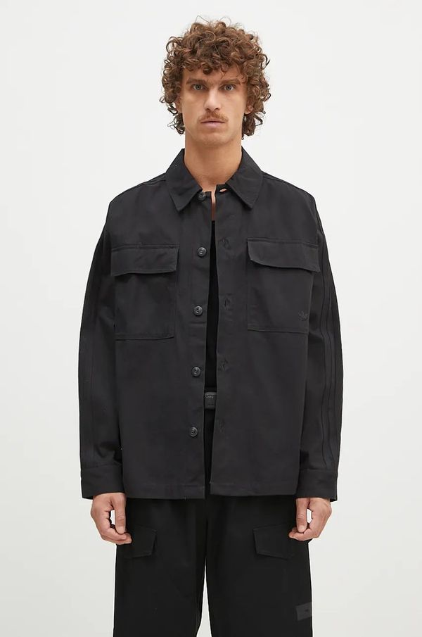 adidas Originals Pamučna košulja adidas Originals Premium Essentials Shirt za muškarce, boja: crna, relaxed, s klasičnim ovratnikom, IW0996