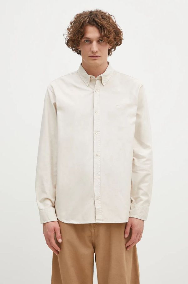 Carhartt WIP Pamučna košulja Carhartt WIP Longsleeve Bolton Shirt za muškarce, boja: bež, relaxed, s button-down ovratnikom, I030238.MOOGD