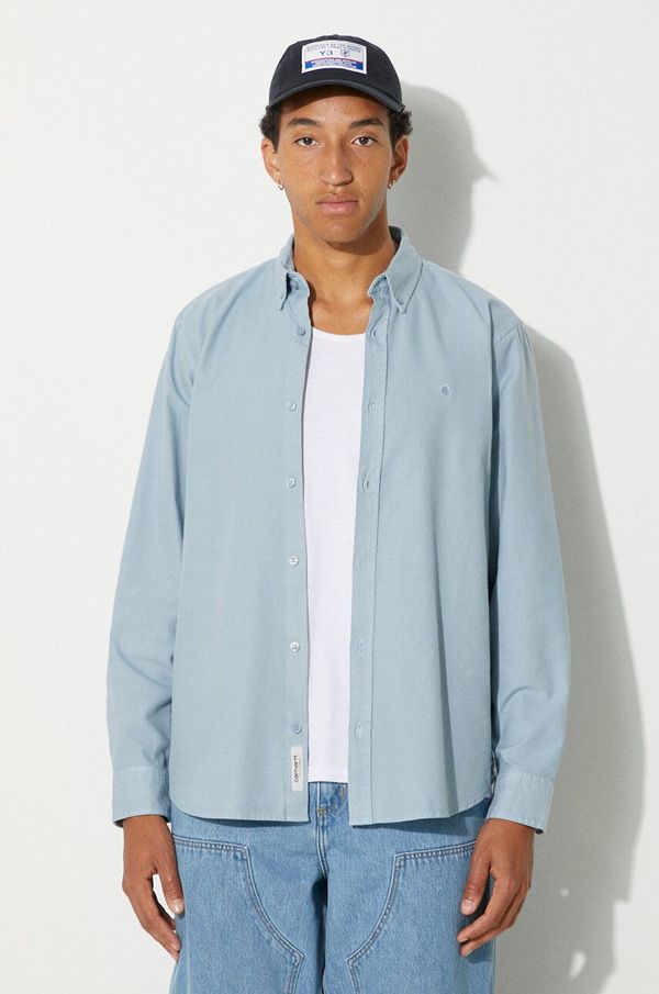 Carhartt WIP Pamučna košulja Carhartt WIP Longsleeve Bolton za muškarce, regular, s button-down ovratnikom, I030238.2BSGD