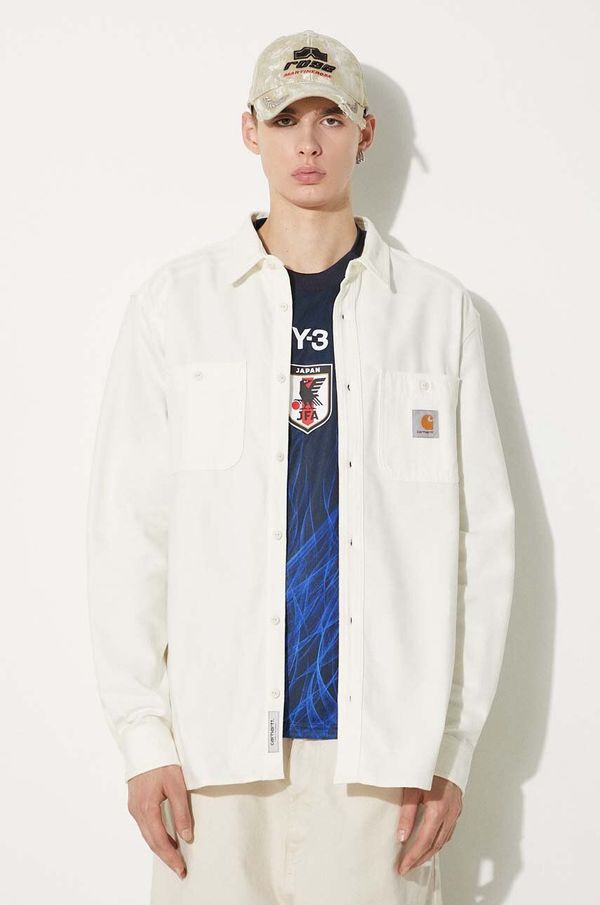 Carhartt WIP Pamučna košulja Carhartt WIP Longsleeve Clink Shirt za muškarce, boja: bež, relaxed, s klasičnim ovratnikom, I032830.D601