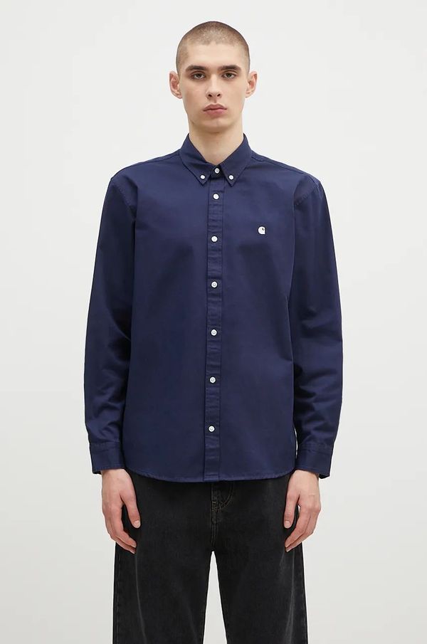 Carhartt WIP Pamučna košulja Carhartt WIP Longsleeve Madison Shirt za muškarce, boja: tamno plava, regular, I023339.2E2XX