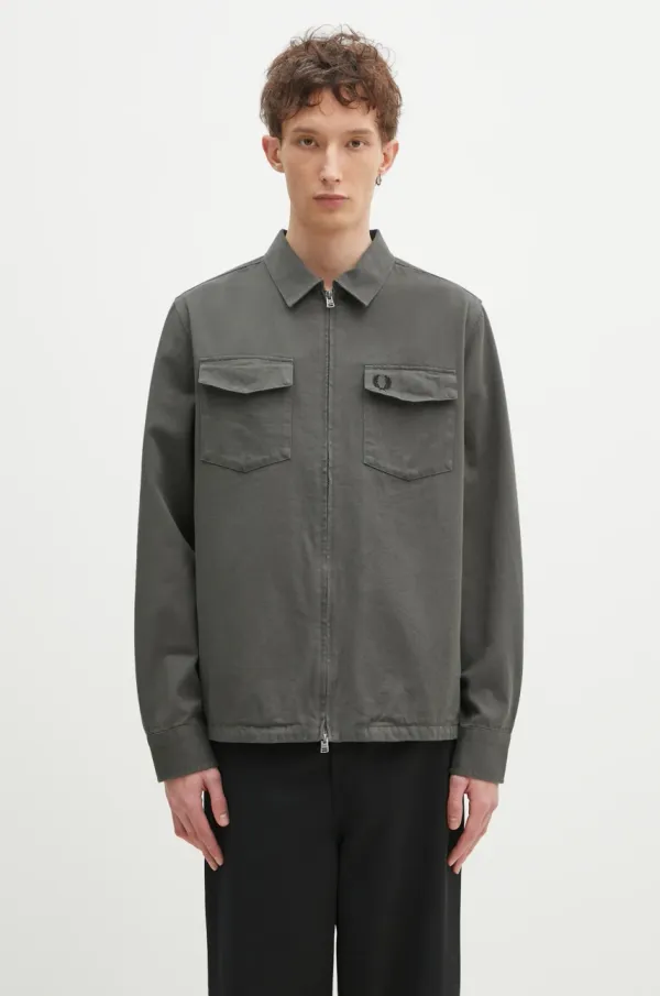 Fred Perry Pamučna košulja- jakna Fred Perry boja: zelena, za prijelazno razdoblje, M9833.638