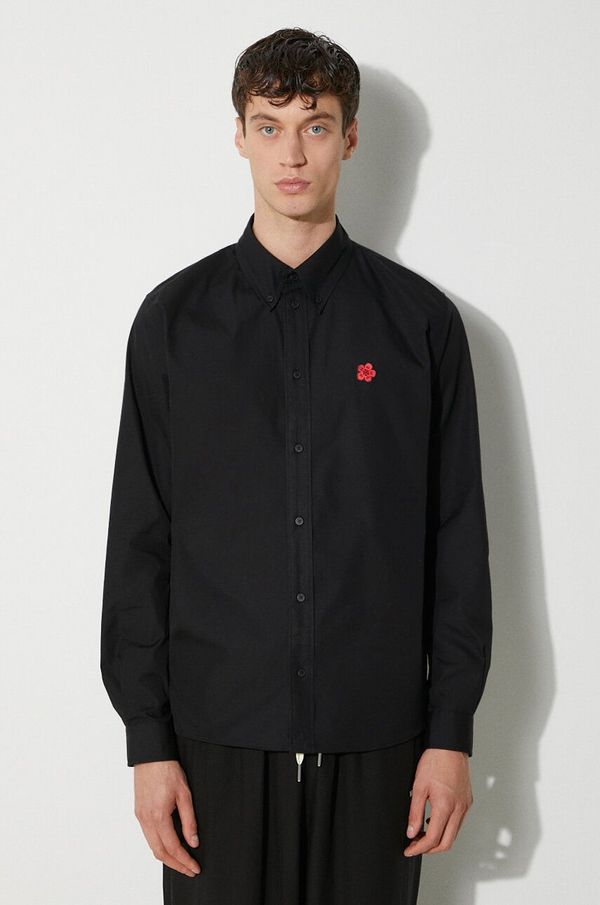 Kenzo Pamučna košulja Kenzo Boke Flower Crest Shirt za muškarce, boja: crna, regular, s button-down ovratnikom, FE65CH4109LI.99