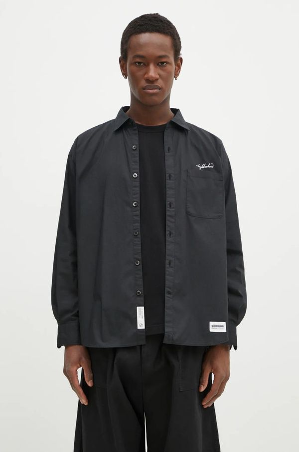 Neighborhood Pamučna košulja NEIGHBORHOOD za muškarce, boja: crna, relaxed, s klasičnim ovratnikom, 242SPNH.SHM01