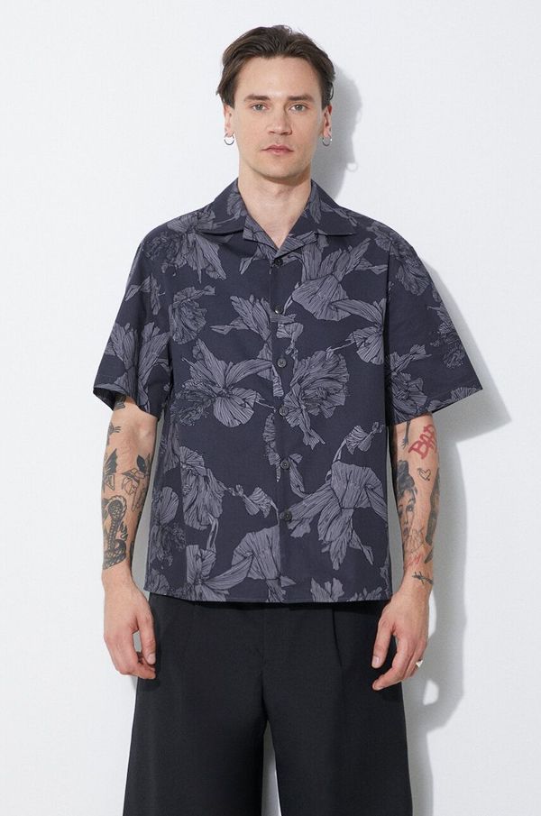 Neil Barrett Pamučna košulja Neil Barrett Boxy Bold Flowers Print Short Sleeve Shirt za muškarce, boja: siva, regular, MY60214A-Y059-763N