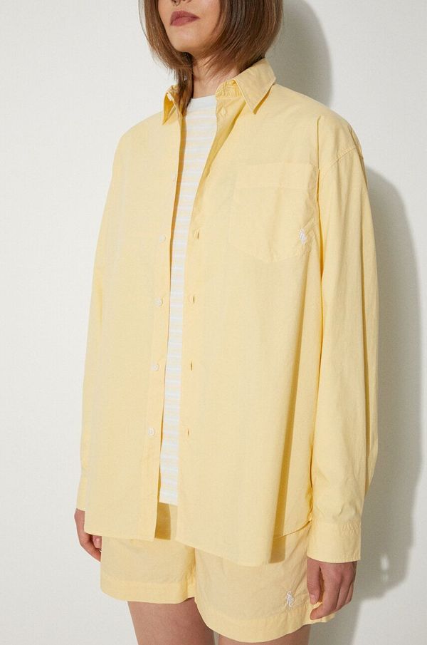 Sporty & Rich Pamučna košulja Sporty & Rich SRC Embroidered Oversized Shirt za žene, boja: žuta, relaxed, s klasičnim ovratnikom, SI006S402SA