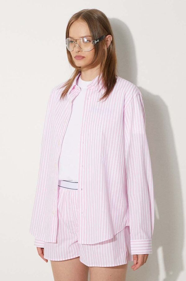 Sporty & Rich Pamučna košulja Sporty & Rich SRC Embroidered za žene, boja: ružičasta, relaxed, s klasičnim ovratnikom, SI001S402SP