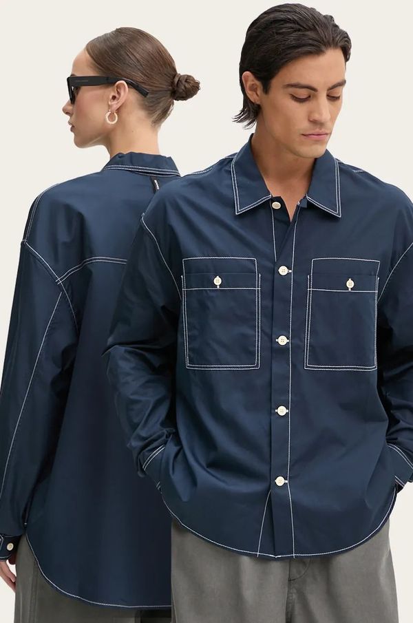 Sunnei Pamučna košulja Sunnei boja: tamno plava, relaxed, s klasičnim ovratnikom, RTWXSHR019