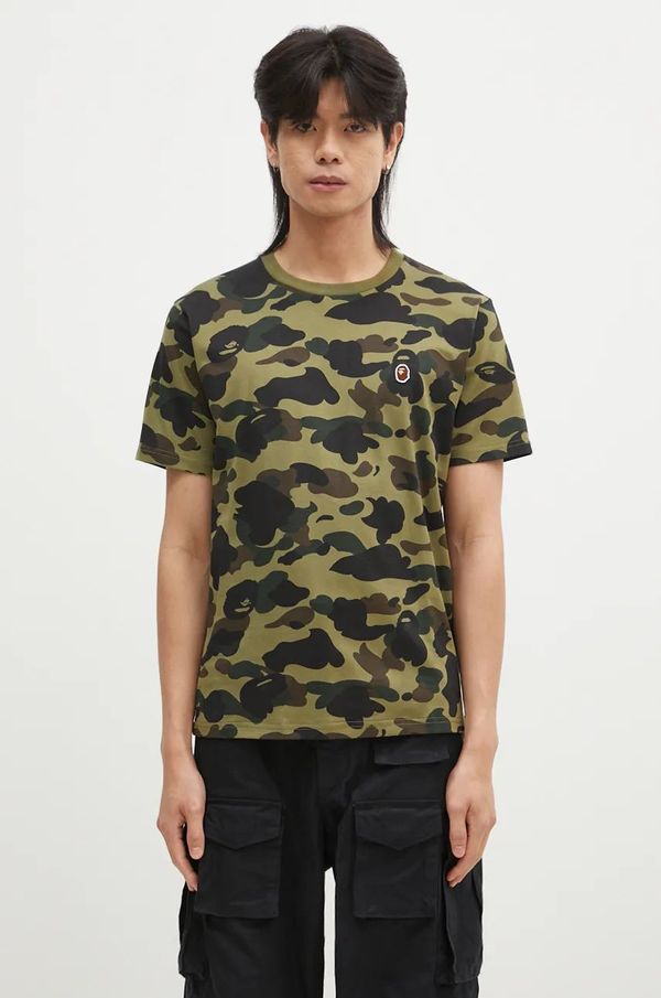 A Bathing Ape Pamučna majica A Bathing Ape 1ST CAMO ONE POINT TEE za muškarce, boja: zelena, s uzorkom, 1K80109006