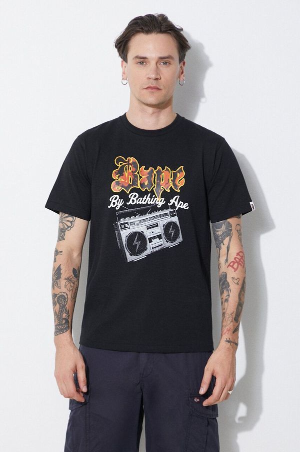 A Bathing Ape Pamučna majica A Bathing Ape Bape Boombox Tee M za muškarce, boja: crna, s tiskom, 1J80110044