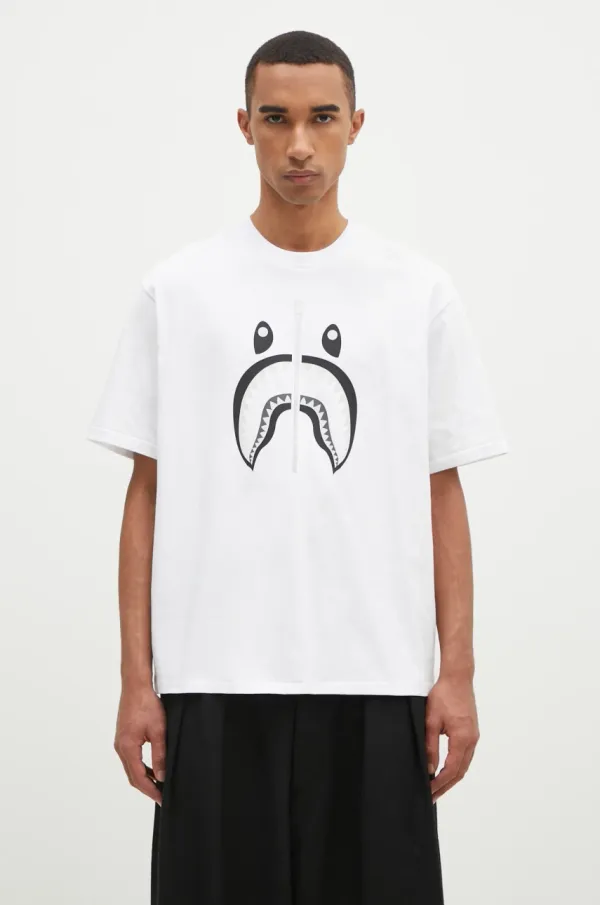 A Bathing Ape Pamučna majica A Bathing Ape Shark Tee #1 za muškarce, boja: bijela, s tiskom, 1K70110311