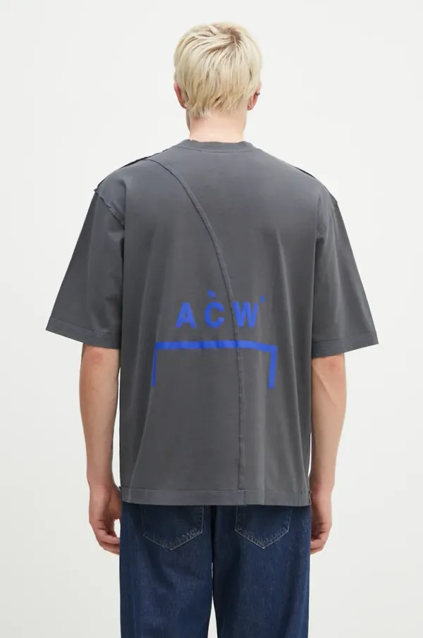 A-COLD-WALL* Pamučna majica A-COLD-WALL* Aspect za muškarce, boja: siva, s aplikacijom, ACWMTS199