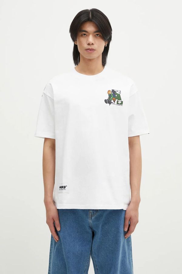 AAPE Pamučna majica AAPE Aaper za muškarce, boja: bijela, s tiskom, AAPTEM1574XXN