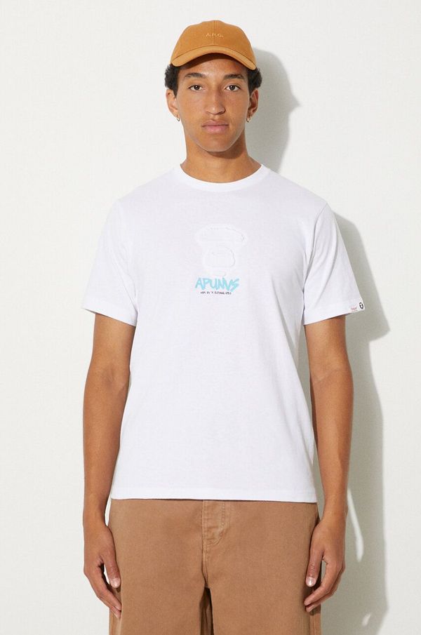 AAPE Pamučna majica AAPE Basic Tee za muškarce, boja: bijela, s tiskom, AAPTEM1452XXM