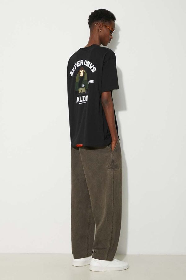 AAPE Pamučna majica AAPE Basic Tee za muškarce, boja: crna, s aplikacijom, AAPTEM1494XXM