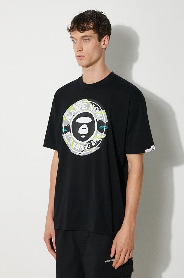 AAPE Pamučna majica AAPE Basic Tee za muškarce, boja: crna, s tiskom, AAPTEM1444XXM