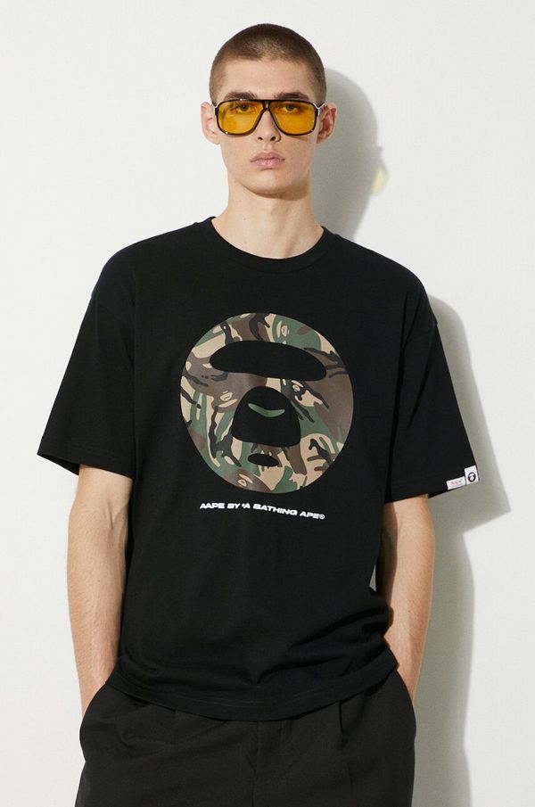 AAPE Pamučna majica AAPE Basic Tee za muškarce, boja: crna, s tiskom, AAPTEM1448XXM