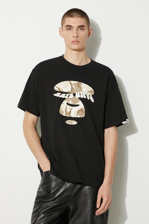 AAPE Pamučna majica AAPE Basic Tee za muškarce, boja: crna, s tiskom, AAPTEM1458XXM