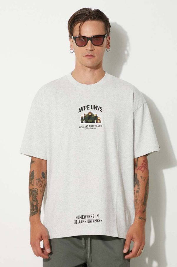 AAPE Pamučna majica AAPE Basic Tee za muškarce, boja: siva, s tiskom, AAPTEM1493XAM