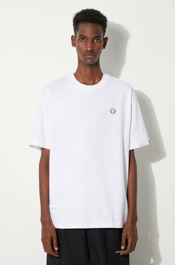 AAPE Pamučna majica AAPE Tee za muškarce, boja: bijela, bez uzorka, AAPTEM1414XXM