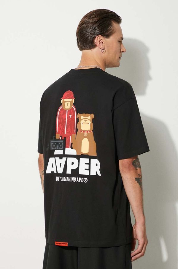 AAPE Pamučna majica AAPE Theme Tee za muškarce, boja: crna, s tiskom, AAPTEM1497XXM