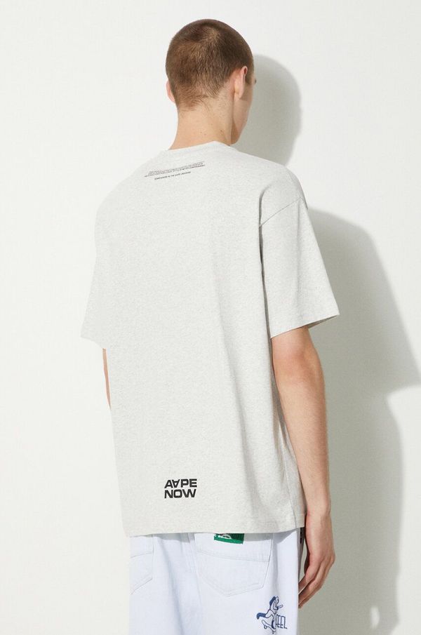 AAPE Pamučna majica AAPE za muškarce, boja: siva, melanž, AAPTEM1414XAM