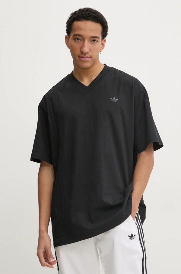 adidas Originals Pamučna majica adidas Originals FRONT ST TEE za muškarce, boja: crna, bez uzorka, JD2301
