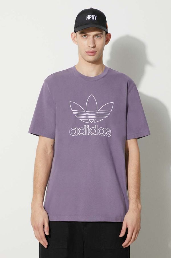adidas Originals Pamučna majica adidas Originals Trefoil Tee za muškarce, boja: ljubičasta, s aplikacijom, IR7992