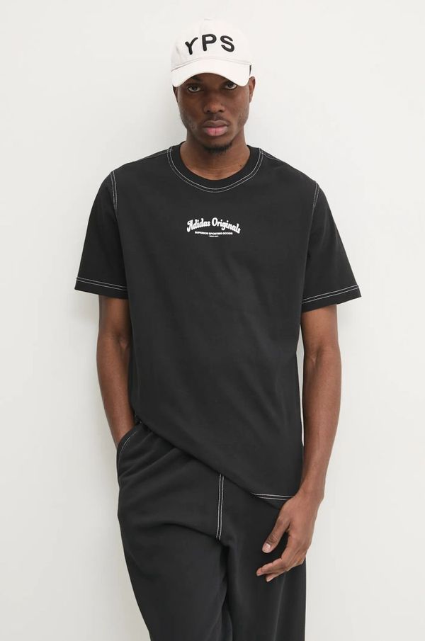 adidas Originals Pamučna majica adidas Originals Wabash za muškarce, boja: crna, s tiskom, JP4477