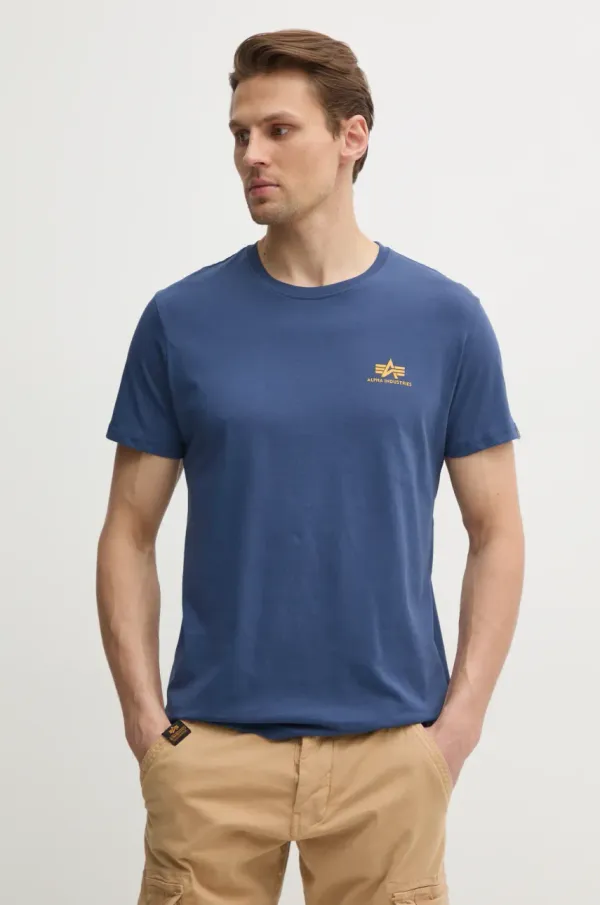 Alpha Industries Pamučna majica Alpha Industries Basic T Small Logo za muškarce, boja: tamno plava, s tiskom, 188505.435-navy 188505.435
