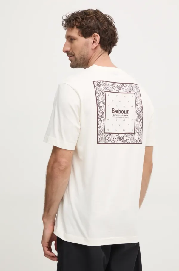 Barbour Pamučna majica Barbour za muškarce, boja: bež, s tiskom, MTS1382WH32